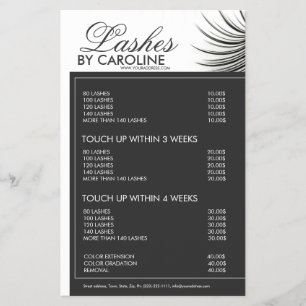 Curly Lashes Eyelash Extensions zwarte prijslijst Flyer