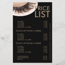 Curly Lashes Eyelash Extensions zwarte prijslijst Flyer