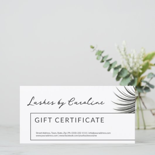 Curly Lashes Gift Certificate White Bordered Bedankkaart (Staand voorkant)