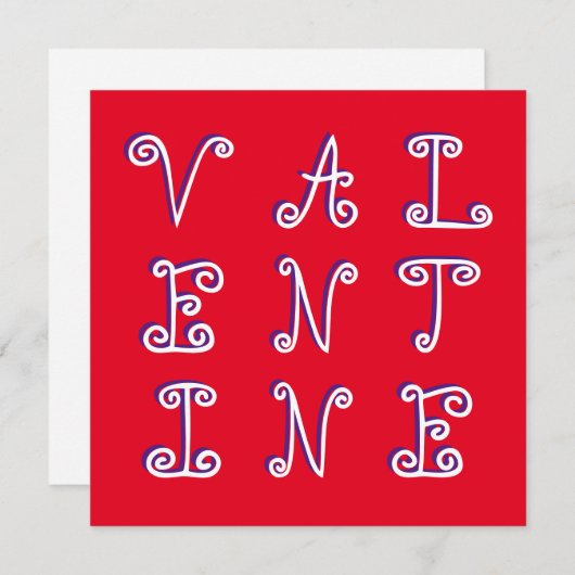 Curly Lettering Bright Red Modern Valentijnsdag Feestdagenkaart (Voorkant / Achterkant)