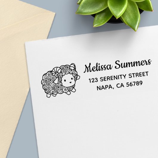 Curly-munt Little Sheep Ram Return-adres Zelfinktende Stempel