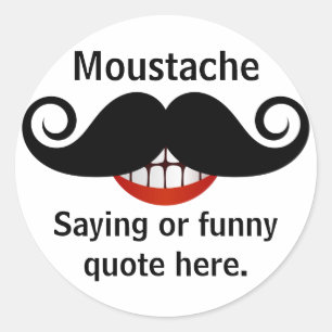 Curly Mustache Grin en  Tekst Ronde Sticker