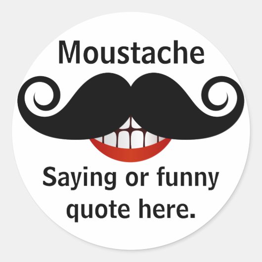 Curly Mustache Grin en Tekst Ronde Sticker (Voorkant)