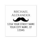 Curly Mustache Silhouet Naam Retouradres Zelfinktende Stempel (Design)