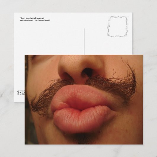Curly Mustache Smooches Briefkaart (Voorkant / Achterkant)
