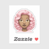 Curly Pink-Haired Emoji Sticker (Vel)