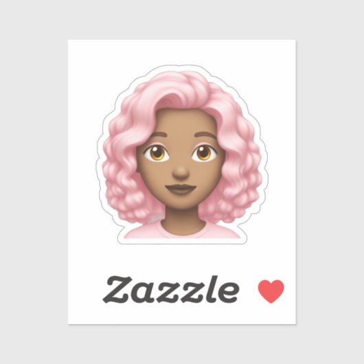 Curly Pink-Haired Emoji Sticker (Vel)