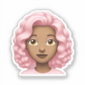 Curly Pink-Haired Emoji Sticker (Voorkant)