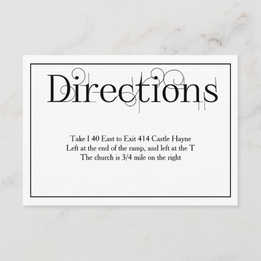 Curly Print Bruiloft Routebeschrijving Details Kaa Informatiekaartje (Voorkant)