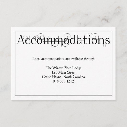 Curly Print Wedding Accommodations Details Kaart (Voorkant)