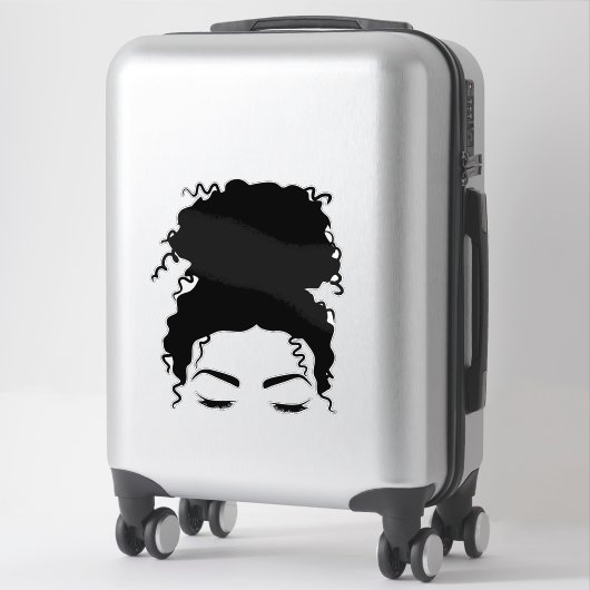 Curly Q Messy Bun Sticker (Koffer)