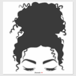 Curly Q Messy Bun Sticker
