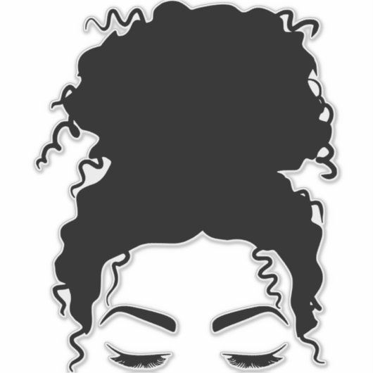 Curly Q Messy Bun Sticker (Voorkant)