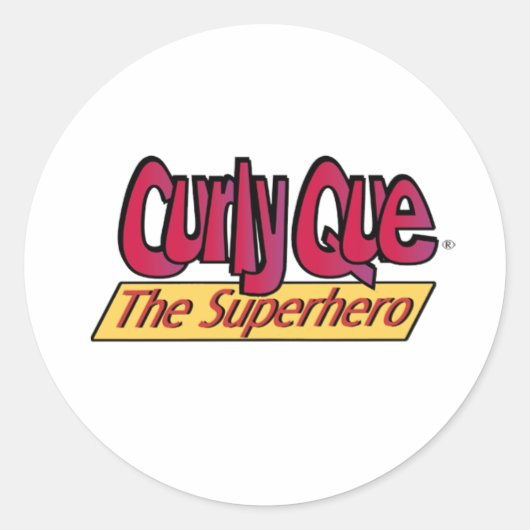 Curly Que de superheld Ronde Sticker (Voorkant)