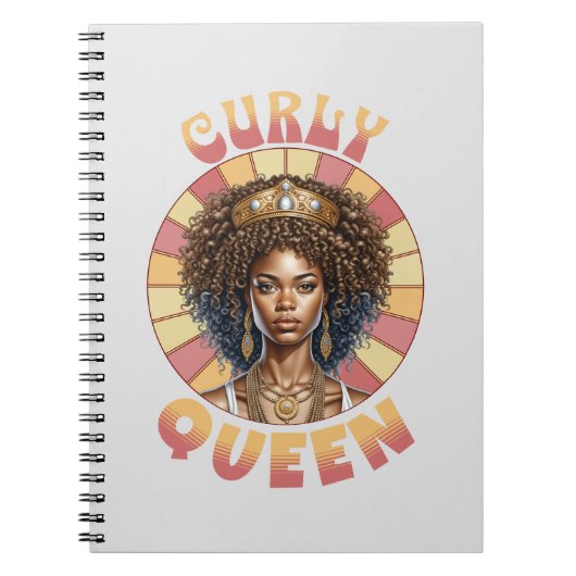 Curly Queen Afro-Amerikaanse vrouw retro golvend Notitieboek (Voorkant)