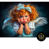 Curly Redhead Angel Girl Decoupage Tissuepapier