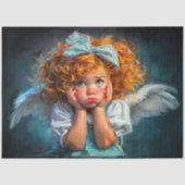 Curly Redhead Angel Girl Decoupage Tissuepapier (Voorkant)