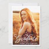 Curly schrijven Afstuderen foto uitnodiging (Voorkant)