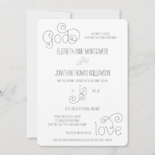 Curly Script God is Love Christelijk Wedding Kaart
