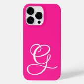 Curly Script Monogrammed Hot Pink iPhone Hoesje (Achterkant)