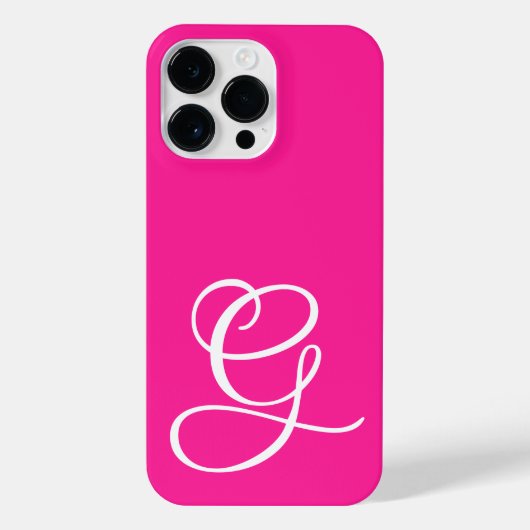 Curly Script Monogrammed Hot Pink iPhone Hoesje (Achterkant)