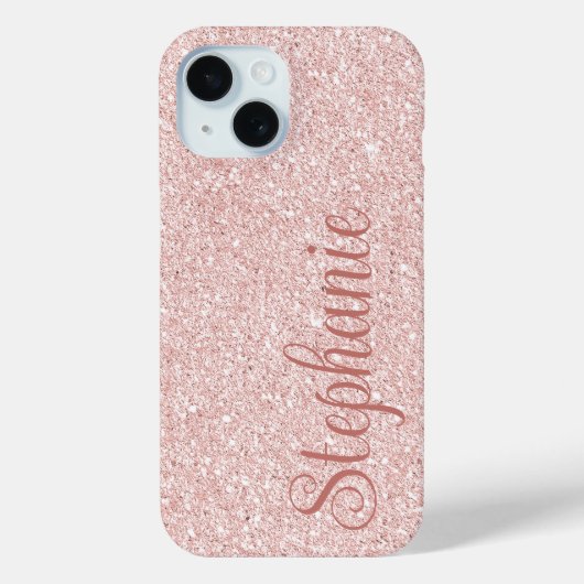 Curly Script Naam Roos Gouden Glitter Case-Mate iPhone Case (Achterkant)
