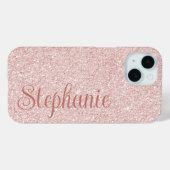 Curly Script Naam Roos Gouden Glitter Case-Mate iPhone Case (Achterkant (horizontaal))