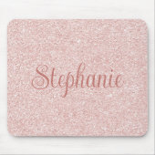 Curly Script Naam Roos Gouden Glitter Muismat (Voorkant)