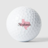 Curly Script Naam Roze Texas Golfballen (Voorkant)