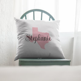 Curly Script Naam Roze Texas Kussen