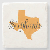 Curly Script Naam Sinaasappel Texas Stenen Onderzetter (Voorkant)