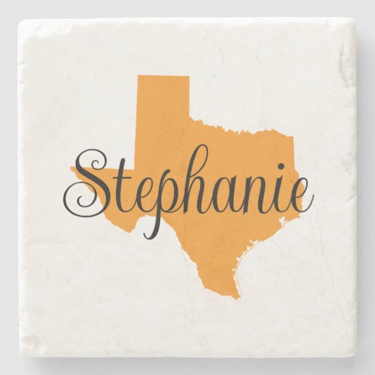 Curly Script Naam Sinaasappel Texas Stenen Onderzetter (Voorkant)