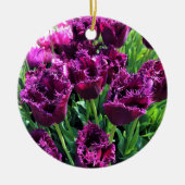 Curly Sue Paarse Tulips, Oregon Keramisch Ornament (Voorkant)