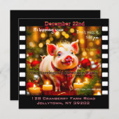 Curly Tail Piglet Grappig Jaarlijks Kerstfeest Kaart (Voorkant / Achterkant)