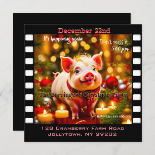 Curly Tail Piglet Grappig Jaarlijks Kerstfeest Kaart