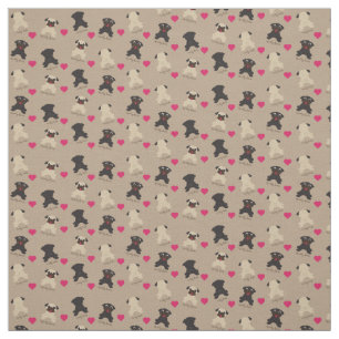 Curly Tail Squishy Faces Pug Fabric Stof