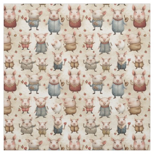 Curly Tails: Whimsy varken Stof (Swatch)