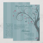 Curly Tree - blauwe uitnodiging (Voorkant / Achterkant)