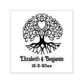 Curly Tree of Life Heart #2 Paar Namen Datum Zelfinktende Stempel (Design)