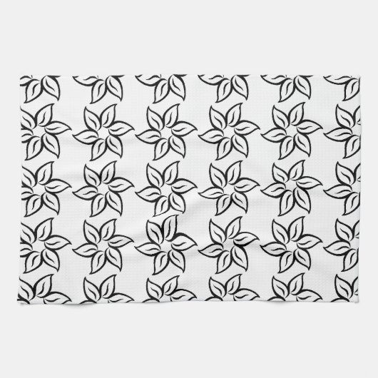 Curly ventilatorpatroon - zwart op wit theedoek (Horizontaal)