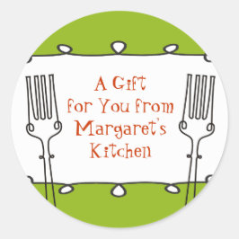 Curly vorken retro decoratief voedselcadeau label 