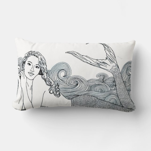 "Curly Wave" Mermaid Designer Decor Pillow Kussen (Voorkant)