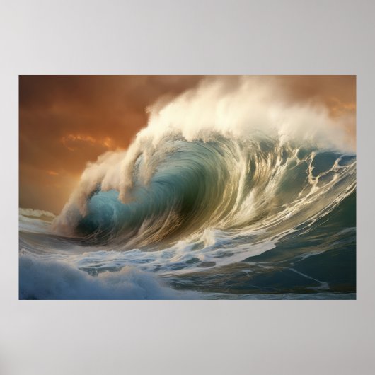 Curly Wave Ocean Force Natuur Zeegezicht Poster (Voorkant)