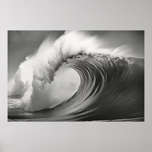 Curly Wave Ocean Force Natuur Zeegezicht Poster (Voorkant)