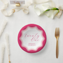 Curly Wavy Roze Retro 21e Verjaardag Sticker