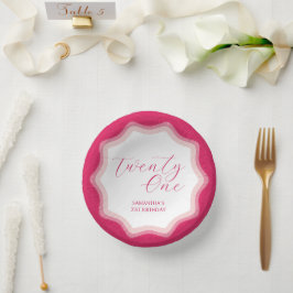 Curly Wavy Roze Retro 21e Verjaardag Sticker Papieren Kommen