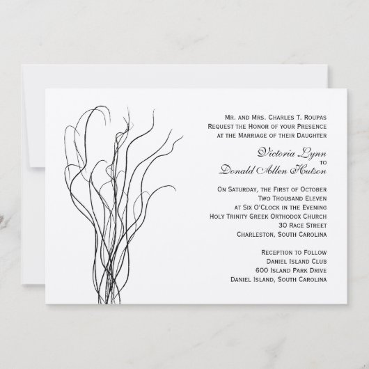 Curly Willow Wedding Invitation Kaart (Voorkant)
