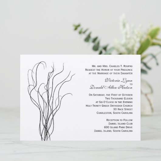 Curly Willow Wedding Invitation Kaart (Staand voorkant)