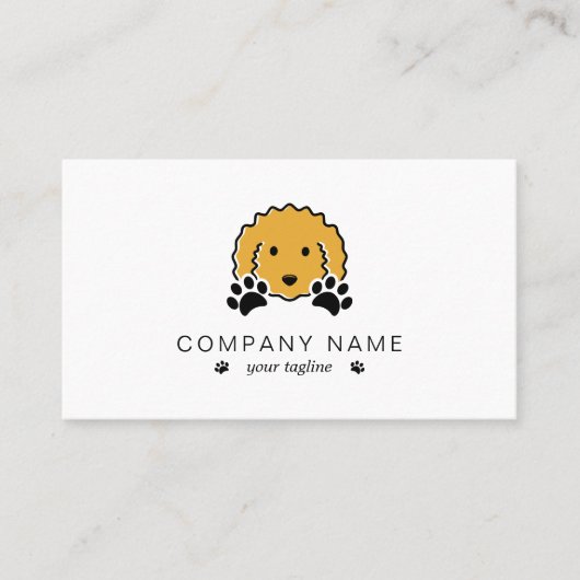 Curly Yellow Dog met Paw Prints Visitekaartje (Voorkant)