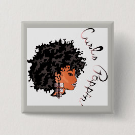 CURLZ "LIZA CURLS POPPIN"-Button Vierkante Button 5,1 Cm